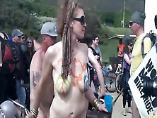 Bicycle Parade With The Nude People