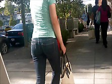 Cute Short Milf With A Tight Bubble Butt In Tight Jeans