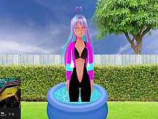 Cyber Punk Vtuber Taking A Wet Swim