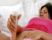 Horny Slut Crams Wet Twat With Pink Dildo In An Interview