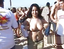 Grabbing Latina Boobs At The Beach