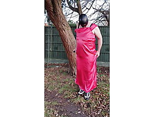 Hot Tv Hooded Outdoor In Full Length Satin Gown