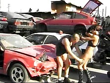 Hardcore In The Junkyard With His Leather Slut