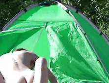 Couple Spy While Having Sex In Front Of Their Tent On The Beach.