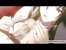 Busty Hentai Coed Sucking Stiff Dick And Swallowing Cum