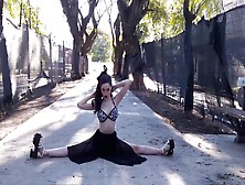 Flexible Girl In Street With Long Legs - Watch4Fetish