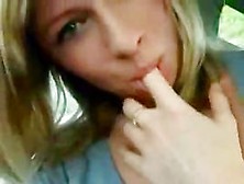 Gorgeous Blonde Girlfriend Giving Oral Stimulation In A Car