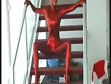 Strip In Fullbody Red Catsuit