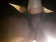 Naughty Man Grabs His Hard Cock And Pushes In That Flashlight Toy