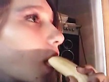Russian Virgin Tries A Banana