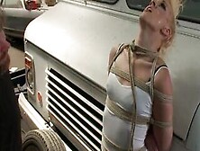Bound Blond Ass Fucked In Repair Shop