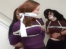 Two Damsels Cleave Gagged Try To Escape