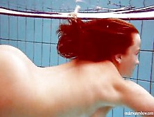 Gigantic Boobs Slender Beauty Deniska Swimming Into The Pool