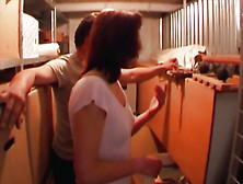 Stunning Brunette German Chick Gets Banged In The Storage Room