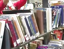 Pretty Brunette College Ex Girlfriend Doggystyled In Library