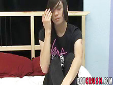 Young Goth Twink Roxy Crimson Cums After Jerking For An Interview
