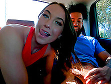 Brunette Violet Reign Moans While Being Fucked In The Car