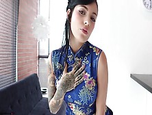 Tatooed Babe Petite Marie Masturbating On Couch