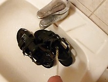 Piss In Wifes Wedge Sandals