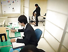 Cute Asian Ponytailed New Secretary Gets Gangbanged In The Office