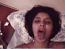 After Oral,  An Indian Collects Cum On Her Face