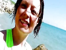 French Amateur Cougar Try Sex On The Beach With Short