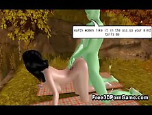 Foxy 3D Cartoon Brunette Fucked By A Green Alien<-