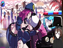 Vi Jinx E Caitlyn Tendo Uma Orgia Pública Lésbica