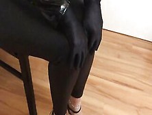 Wetlook Pants And High Heel Sandals Toy And Oral Sex