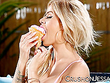 Crushgirls - Jessa Strips And Fucks Her Glass Dildo