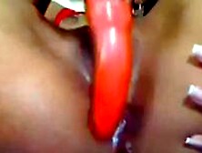 Latina Creamy Pussy Plays With Dildo On Webcam