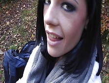 Brunette Slut Gets Her Vagina Fucked Right In The Public Forest