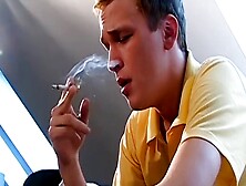 Slim Amateur Adam Enjoys A Smoke And Jerks Off Onto His Own Forearm In A Steamy Solo Session