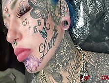 Australian Bombshell Amber Luke Gets A New Chin Tattoo