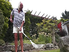Old And Young Scene By Sexy Hottie And Horny Grey-Haired Gardener