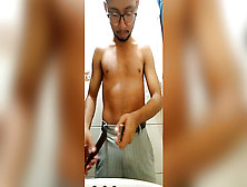Cute Lad With Beard And Glasses Stripping And Wanking 3/3