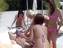 Bikini Clad Beauties Sucking Dick Together At Party