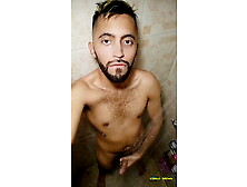 Beautiful Latino Jerking His Big Uncut Cock In The Shower Until He Cums And Eats His Own Load