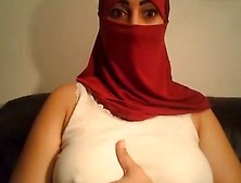 Hijab Wearing Girl Flashes Tits,  Ass And Pussy
