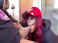 2 African Teens Swallowing Dong On A Balcony