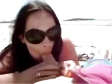 Lusty Brunette Gives Public Blowjob On Vacation Be