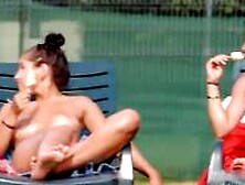 Topless Babes Are Secretly Filmed While They Tan