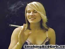 Teen Smokes Long White Cigarette
