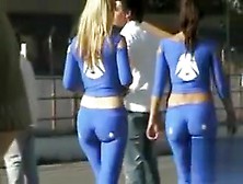 Fantastic Race Babes In Skintight Spandex Outfits