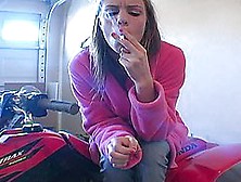 Addison Wears A Sexy Bathrobe While Smoking