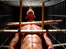 Bound Muscle Jocks - Caged Tyler Saint Has A Weight Tied To His Cock
