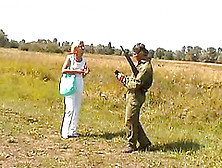 Hot Blonde Meets A Soldier And Fucks Him In A Field