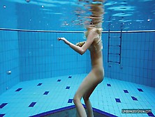 Sexy Brunette Teen Milana Voda Swimming In Pool