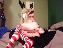 Kantai Cutie! - Shimakaze Crossplaying Femboy Teases And Masturbates With Pink Dildo