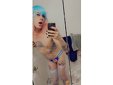 Cute Shirtless Feminine Trans Loves Masturbating For Cock